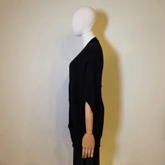 Aqua Cashmere 100% Cashmere Oversized Cardigan Black S NWOT